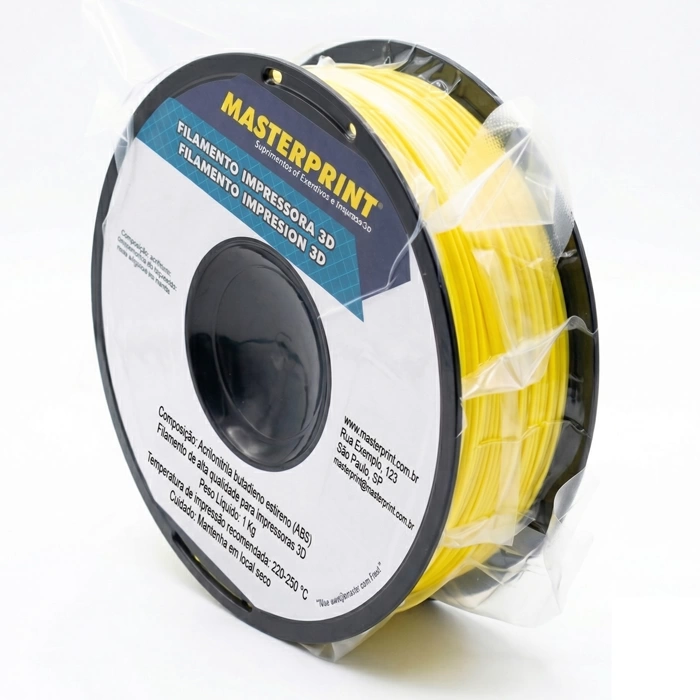 FILAMENTO 3D MASTERPRINT - ABS PREMIUM AMARELO 1KG (1.75MM) DER 4