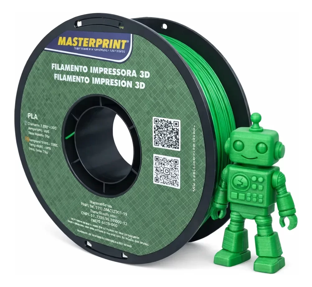 FILAMENTO 3D MASTERPRINT - PLA VERDE - 1KG (1.75MM) DER 4