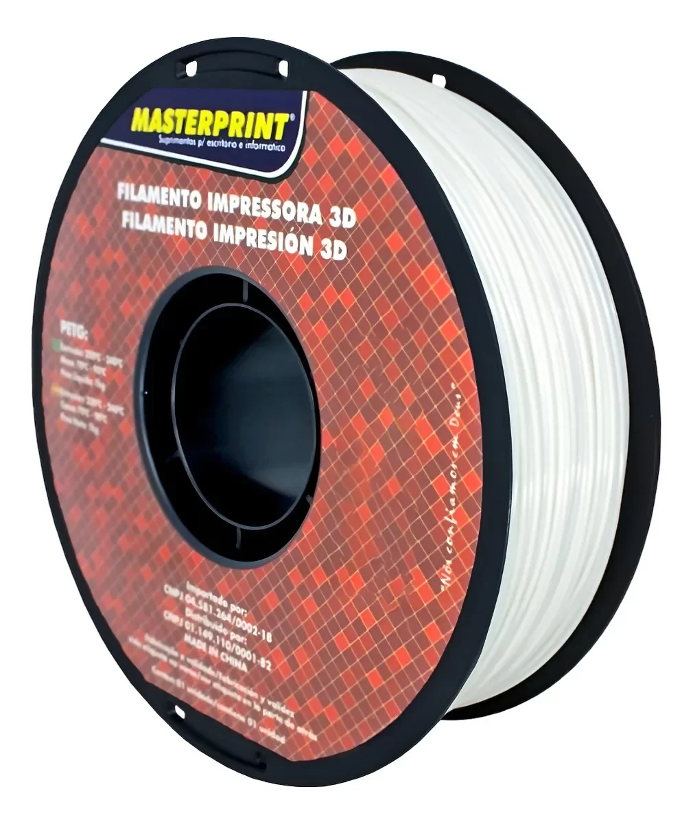 FILAMENTO 3D MASTERPRINT - PLA BRANCO - 1KG (1.75MM) DER 4