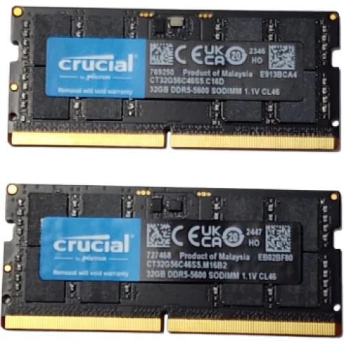 KIT MEMÓRIA RAM NOTEBOOK 64GB (2x32) DDR5 5600MHZ CL46 SODIMM CRUCIAL